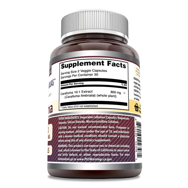 Amazing Formulas Caralluma Supplement | 800 Mg Per Serving | 60 Veggie Capsules | Non-GMO | Gluten-Free | Made in USA
