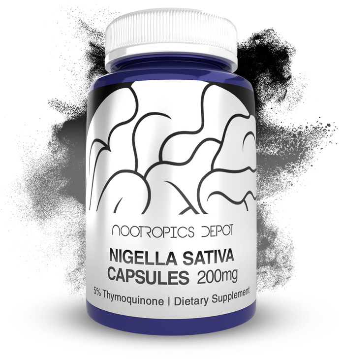 Nootropics Depot Nigella Sativa Extract Capsules | 200mg | 60 Count | Minimum 5% Thymoquinone Content | Black Seed Oil Extract | Supports Memory, Liv