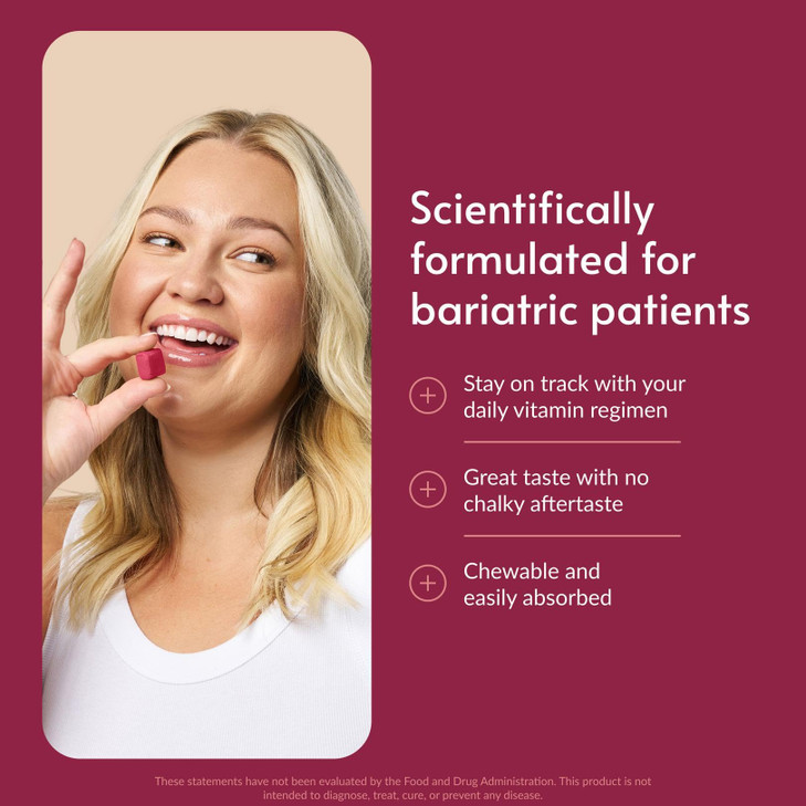 Bariatric Advantage Multi Chewy Bite - Soft Chew Multivitamin for Bariatric Surgery Patients - Chewable Multivitamin with Folic Acid, Vitamin D3 & Mo