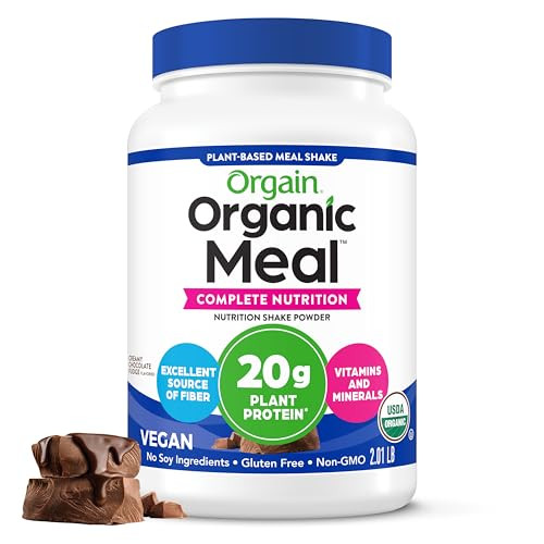 Orgain Organic Vegan Meal Replacement Protein Powder, Creamy Chocolate Fudge - 20g Plant Based Protein, Gluten Free, Dairy Free, Lactose Free, Soy Fr