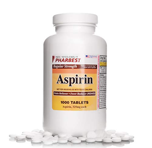 PHARBEST Aspirin 325 mg | Regular Strength | 1000 Count Uncoated Tablets