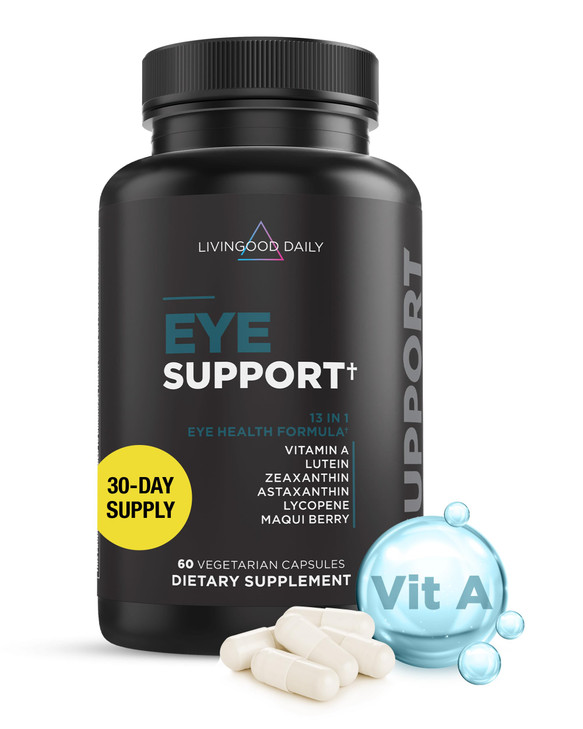 Livingood Daily Eye Support, 13-in-1 Vision Supplement with Lutein, Zeaxanthin, Astaxanthin, Vitamin A, Lycopene, Maqui Berry & More, Promotes Health