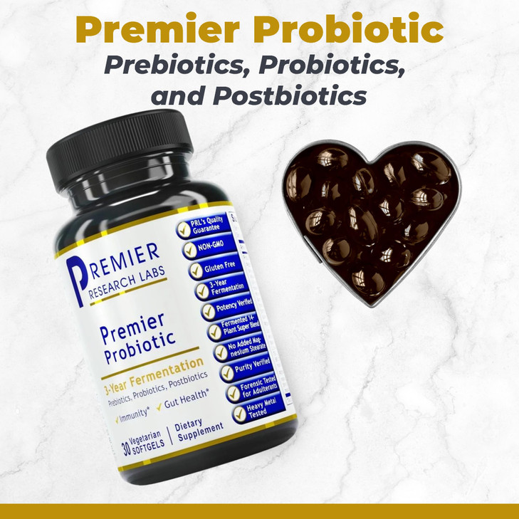 Premier Research Labs Premier Probiotic - Pre Pro Post Biotics for Women & Men, Quad Biotic, Quadbiotic, Prebiotics, Probiotics, Postbiotics & Phytob