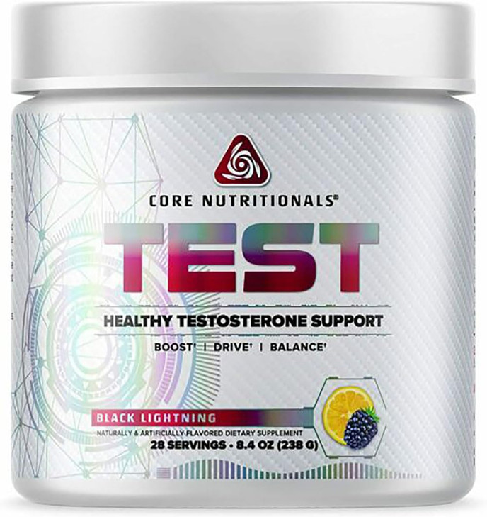 Core Nutritionals Test Vitality & Testosterone Support | with KSM-66 Ashwagandha, Calcium D-Aspartic Acid, & Pine Extract | 28 Servings (Black Lightn