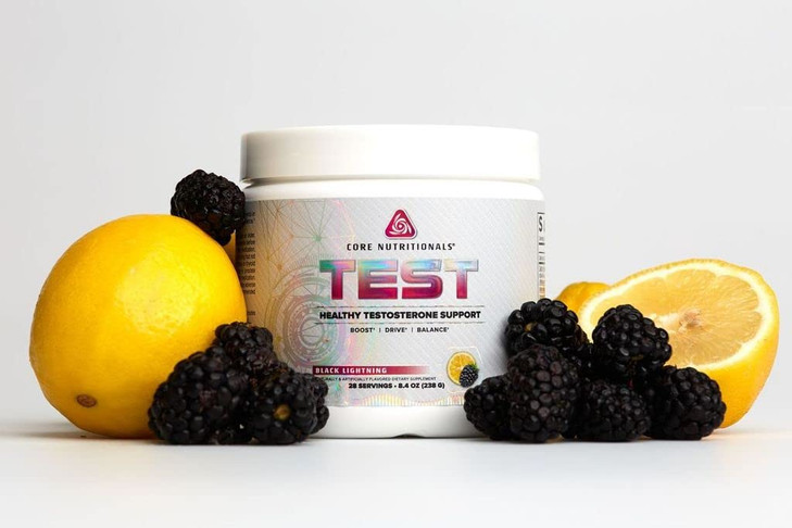 Core Nutritionals Test Vitality & Testosterone Support | with KSM-66 Ashwagandha, Calcium D-Aspartic Acid, & Pine Extract | 28 Servings (Black Lightn