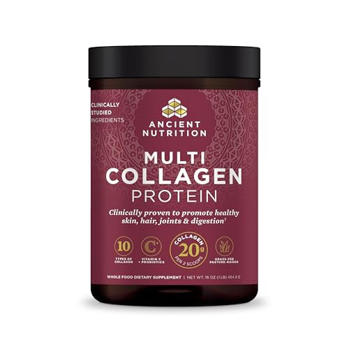 Ancient Nutrition Collagen Powder Protein with Probiotics, Unflavored Multi Collagen Protein with Vitamin C, 45 Servings, Hydrolyzed Collagen Peptide