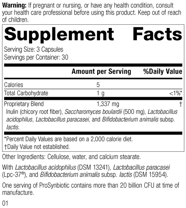 Standard Process ProSynbiotic - Whole Food Bowel, Immune Support, Digestion and Digestive Health with Bifidobacterium, Chicory Root, Lactobacillus Ac