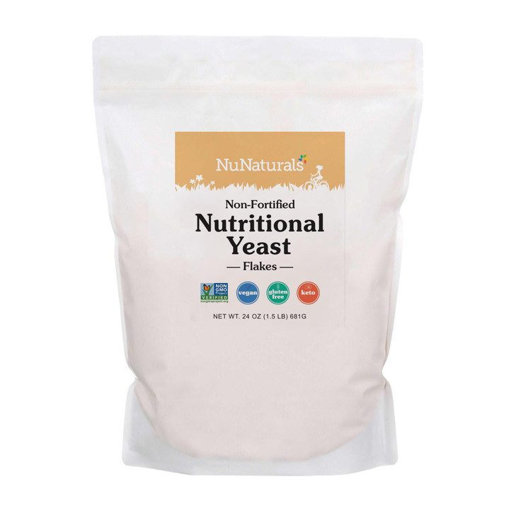 Nunaturals Non-Fortified Nutritional Yeast Flakes, Vegan, Vegetarian, 24 oz