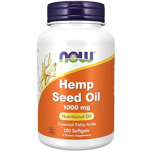 NOW Foods Supplements, Hemp Seed Oil 1,000 mg, Essential Fatty Acids, Nutritional Oil, 120 Softgels