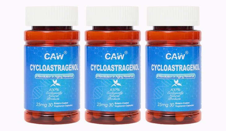 CAW Telomere Support Supplement | Hypersorption Cycloastragenol | 25Mg 30Enteric-Coated Capsules 3 Bottles