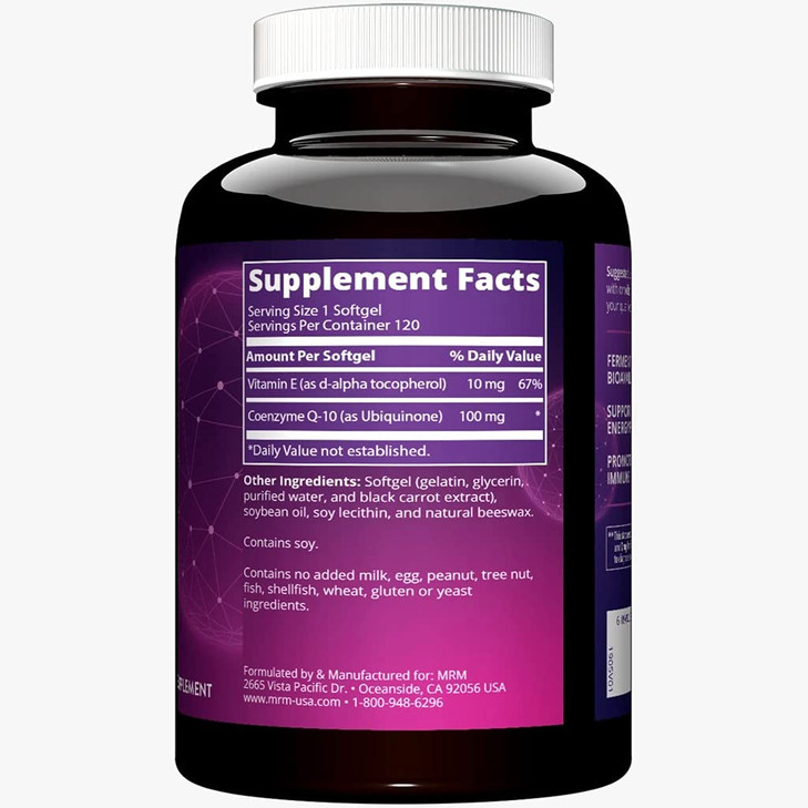 MRM Nutrition COQ-10 100mg | Naturally derived | Heart Health | Antiodidant | Enhanced Bioavailability | Gluten-Free | 120 Servings