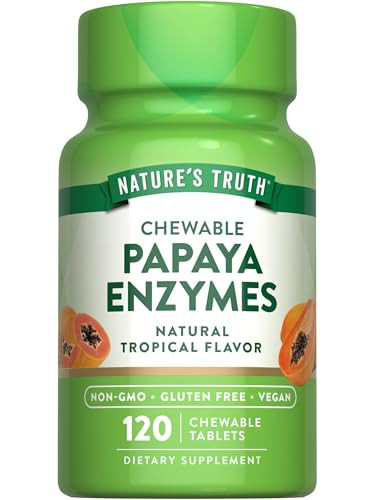 Nature's Truth Papaya Enzyme Chewable Tablets | 120 Count | Vegan, Non-GMO & Gluten Free Supplement for Digestion | Natural Tropical Flavor