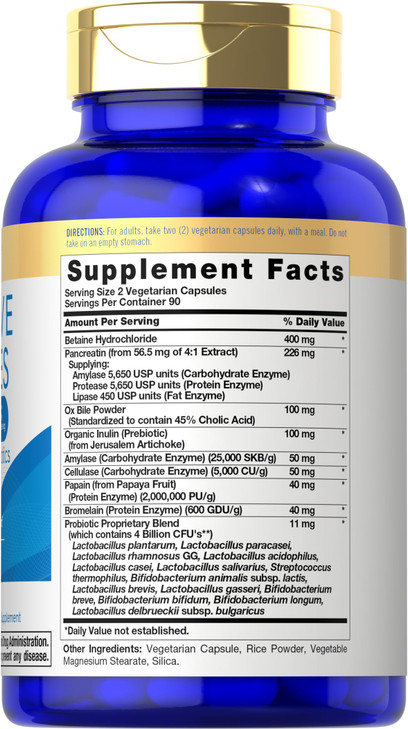 Carlyle Digestive Enzymes | with Probiotics & Prebiotics | 180 Capsules | Non-GMO and Gluten Free Supplement for Men & Women