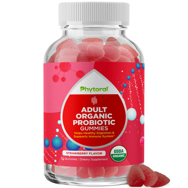 Healthy Gut Probiotic Gummies for Adults - Organic Probiotics for Gut Health Upset Stomach Relief and Immune Support - Digestive Health Chewable Prob