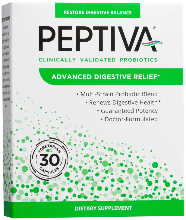 Peptiva Advanced 50 Billion CFU Probiotic - Digestive Relief - Clinically Validated, Premium Probiotic, 30ct