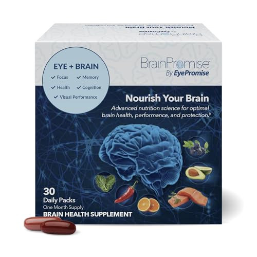 BrainPromise Eye & Brain Supplement by EyePromise - 30 Softgel Packets, 30-Day Supply - Eye Supplement with Brain Support for Memory & Focus, Made wi