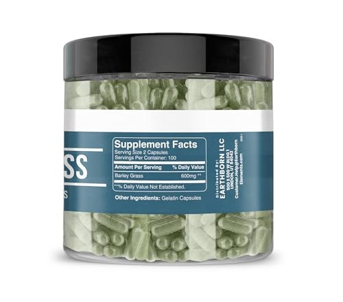 Earthborn Elements Barley Grass 200 Capsules, Pure & Undiluted, No Additives