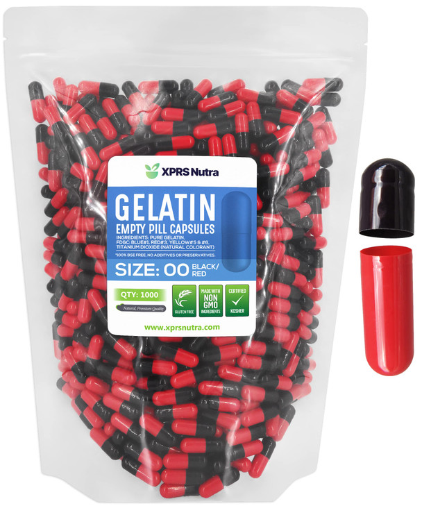 XPRS Nutra Size 00 Empty Capsules - 1000 Count Empty Gelatin Capsules - Pills DIY Capsule Filling - Fillable Pill Gel Caps for Do-It-Yourself Supplem