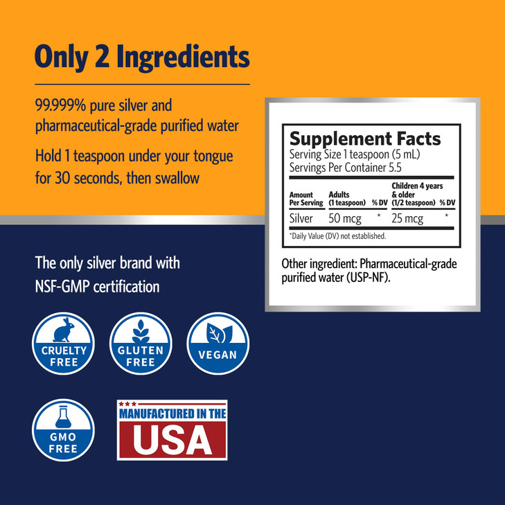 Sovereign Silver Immune Support - Colloidal Silver, Bio-Active Silver Hydrosol, 10 ppm, Liquid Twist Top, Travel Size, 1 Fl Oz, (29 mL)