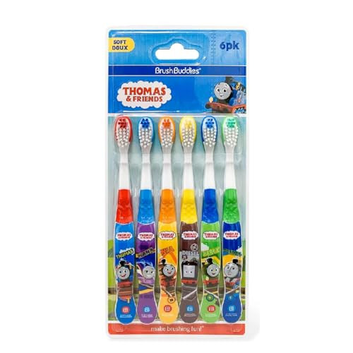 Brush Buddies Thomas & Friends Toothbrush for Kids, Kids Toothbrushes, Toddler Toothbrush Ages 2-4, Soft Bristles for Kids, 6PK