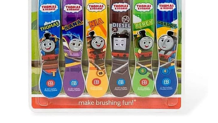 Brush Buddies Thomas & Friends Toothbrush for Kids, Kids Toothbrushes, Toddler Toothbrush Ages 2-4, Soft Bristles for Kids, 6PK