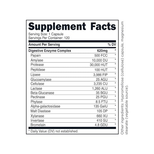 TransformHQ Digestive Enzymes Supplement (120 Capsules) - 16 Enzymes, Support Healthy Digestion