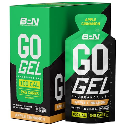 BARE PERFORMANCE NUTRITION, BPN Go Gel Endurance, 24g of Carbohydrates & 100 Calories per Pack, Vegan + Gluten Free Running Gel, 10 Single-Serving Pa