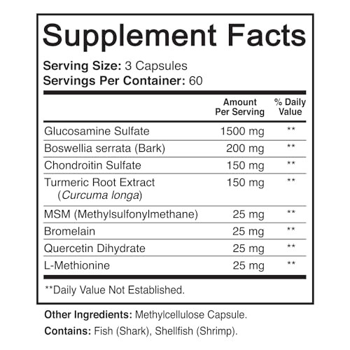 NutriFlair Glucosamine Chondroitin Turmeric MSM Boswellia, 180 Capsules - Joint Comfort Supplement - Natural & Non-GMO - Antioxidant Pills - Supports