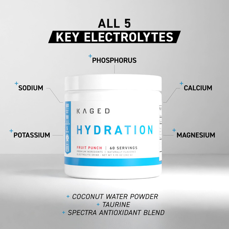 Kaged Daily Hydration | Sugar Free Electrolyte Powder Drink Mix for Men and Women | 60 Servings
