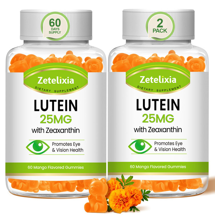 Zetelixia Lutein Gummies 25mg - Eye Vitamins Lutein & Zeaxanthin Eye Health Supplements for Adults,Sugar Free Eye Health Gummies Supplement - Support