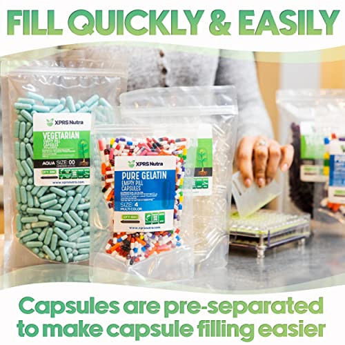 XPRS Nutra Vegan Size 00 Separated Capsules - 500 Count Premium Empty Capsules Separated in Bags - 00 Pills Empty for DIY Supplement Filling (Sage Gr