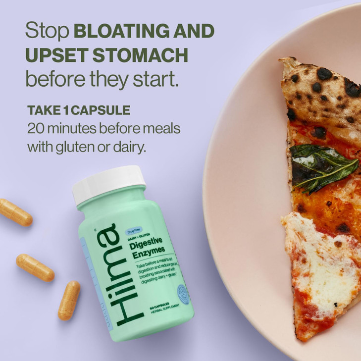 Hilma Digestive Enzymes for Women, Bloating Relief with Turmeric, Dandelion Root and Gluten Digestive Enzymes, Natural Gluten and Dairy Relief Pills,