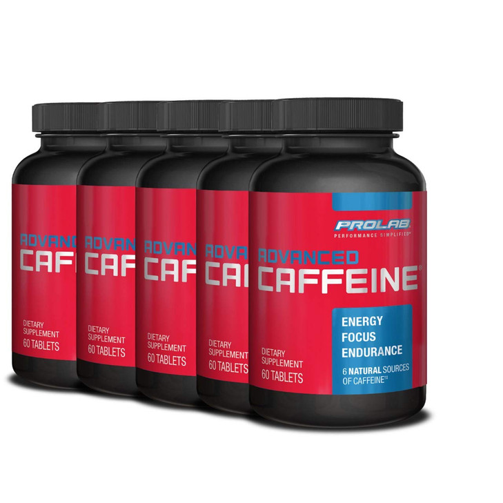 ProLab Nutrition Advanced Caffeine 200mg, Fast-Acting Natural Caffeine Tablets with Green Tea Extract, Clean Energy, Mental Focus (60 Tabs) (5 Pack)
