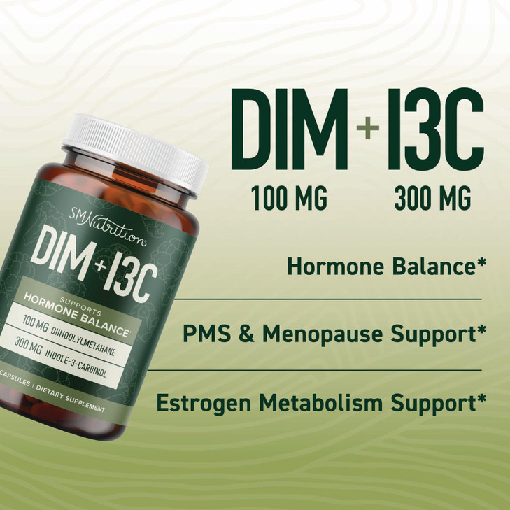 DIM & Indole 3 Carbinol for Hormone Balance for Women & Men | I3C Complex | Estrogen Balance, Menopause Supplements for Womens Health, Antioxidants |