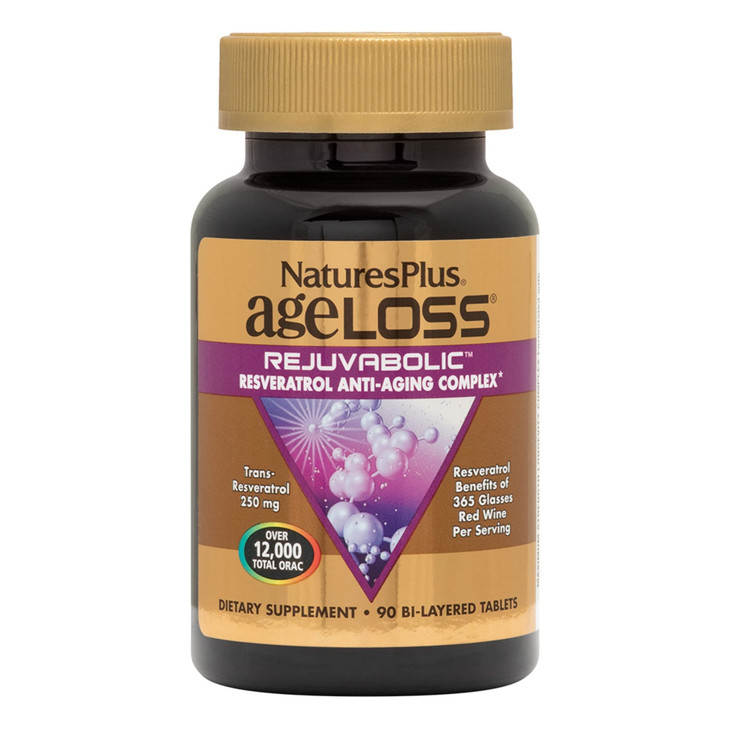 NaturesPlus AgeLoss REJUVABOLIC - 90 Bi-Layered Tablets - Resveratrol Anti-Aging Complex - Vegetarian, Gluten Free - 30 Servings