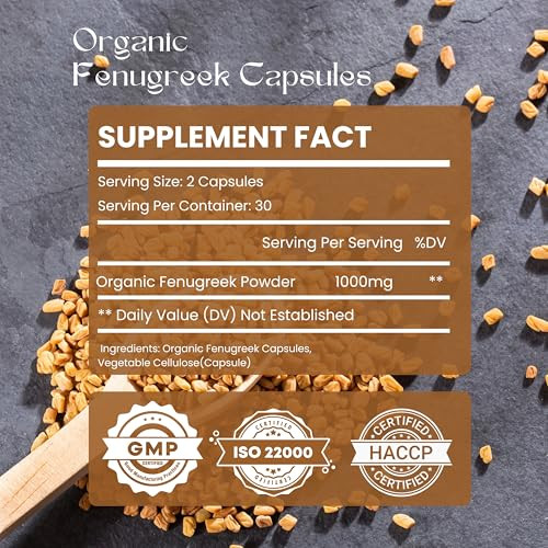 Hebhac Herbs Fenugreek Capsules for Women (60 Capsules) | 1000mg Breastfeeding Supplement | Lactation Supplement