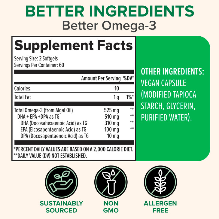 Zenwise Health Vegan Omega 3 Supplement - Burpless Omega 3 Supplement with DHA, EPA & DPA Fatty Acids for Immune Health - Fish Oil Alternative from S