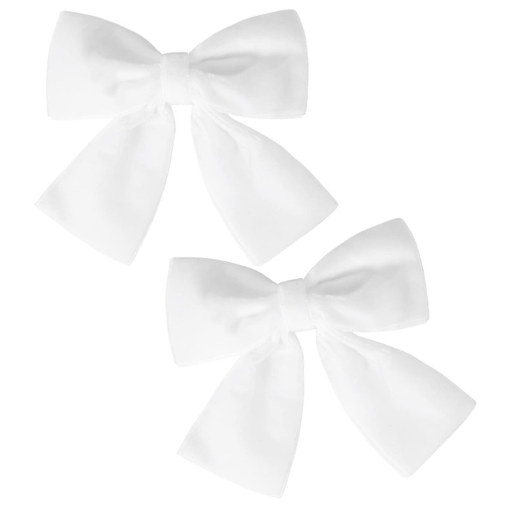 2PCS Velvet Hair Bows White Hair Ribbon Clips 4" Big Fall Alligator Clips Hair Accessories for Women Girls Toddlers Kids Baby
