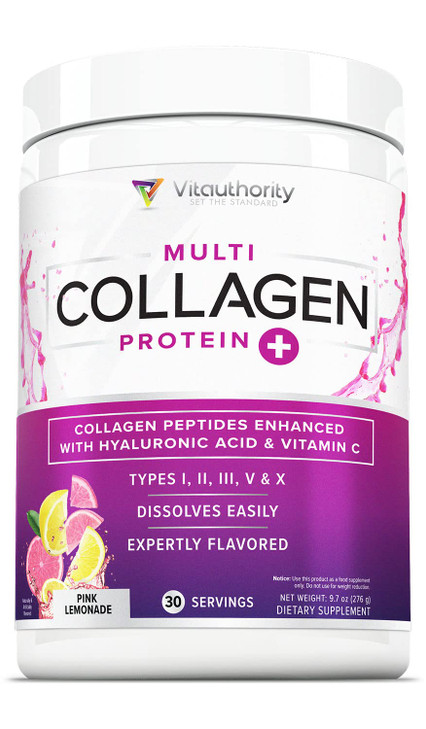 Multi Collagen Peptides Powder for Women - Hydrolyzed Flavored Collagen Powder for Women with Types I II III V & X Vitamin C & Hyaluronic Acid for Ha