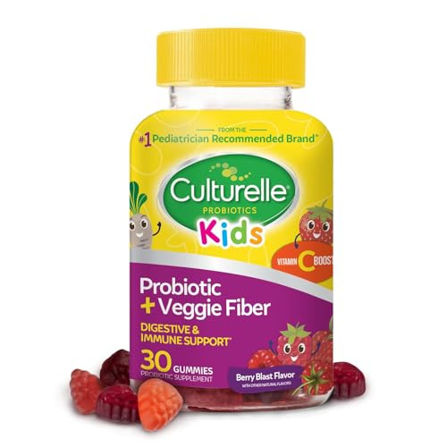 Culturelle Daily Probiotic for Kids + Veggie Fiber Gummies (Ages 3+) 30 Count Berry Flavor - Probiotics for Digestive Health & Immune Support Plus Vi