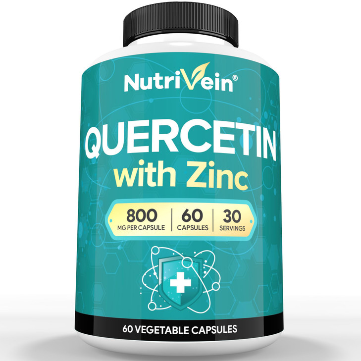 Nutrivein Zinc Quercetin Combined Supplement - Enhanced-Absorption Quercetin with Zinc for Respiratory, Cardio, Immune, & Full-Body Support - Maximum