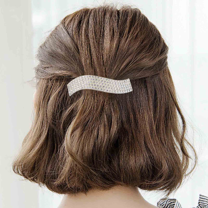 Allereyae Vintage Crystal Hair Clip Barrette CZ Rhinestone Hair Barrette Clip Gold Shiny Wedding Headpieces Crystal French Head Clip Decorative Headw