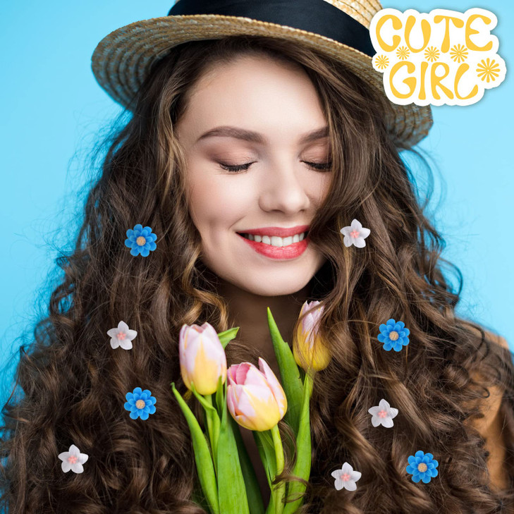 BBTO 24 Pcs Mini Flower Hair Clip for Girls Women Lily Daisy Flower Small Hair Pin Wedding Bridesmaid Bridal Clips Elegant Hair Accessory for Party D