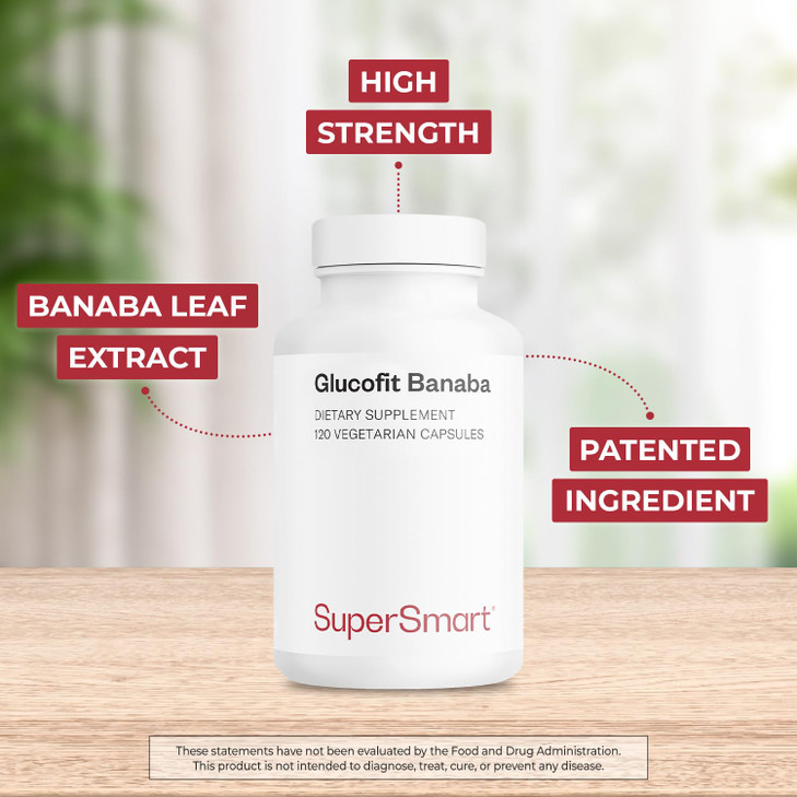 Supersmart - Glucofit 5.3mg per Day (Patented & High Strength) - 18% Corosolic Acid Banaba Leaf Extract Supplement | Non-GMO & Gluten Free - 100 Soft