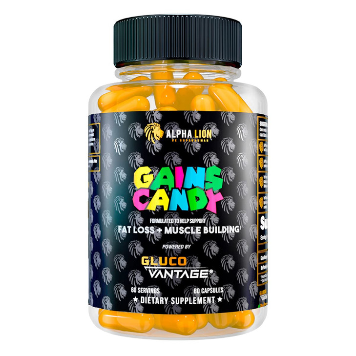 ALPHA LION Gains Candy, Supplement Pills That Support Weight Loss, Muscle Building, Decrease Body Fat, Upgrade Energy & Workout Performance, 60 Capsu