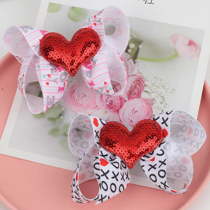 Love Heart Hair Clip Claw Valentine's Day Hairpin Red Glitters Heart Headwear Sequin Alligator Butterfly Hair Clips Valentines Day Headband Valentine