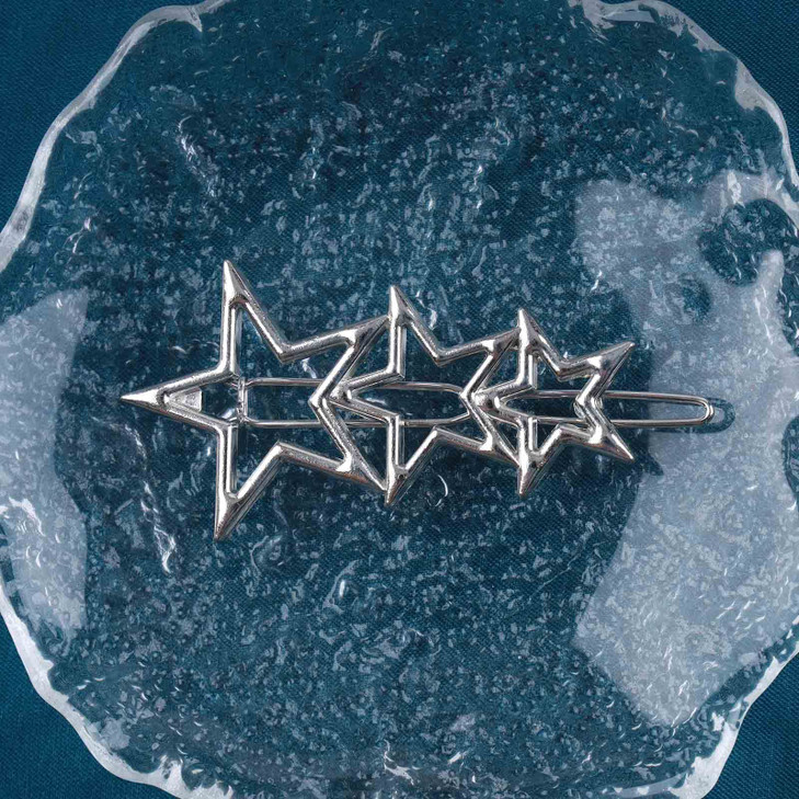 Allereyae Vintage Star Hair Clip Barrette Silver Metal Star Hair Barrette Hollow Star Head Clip Barrette Cluster Star Hair Pin Barrette Hair Accessor