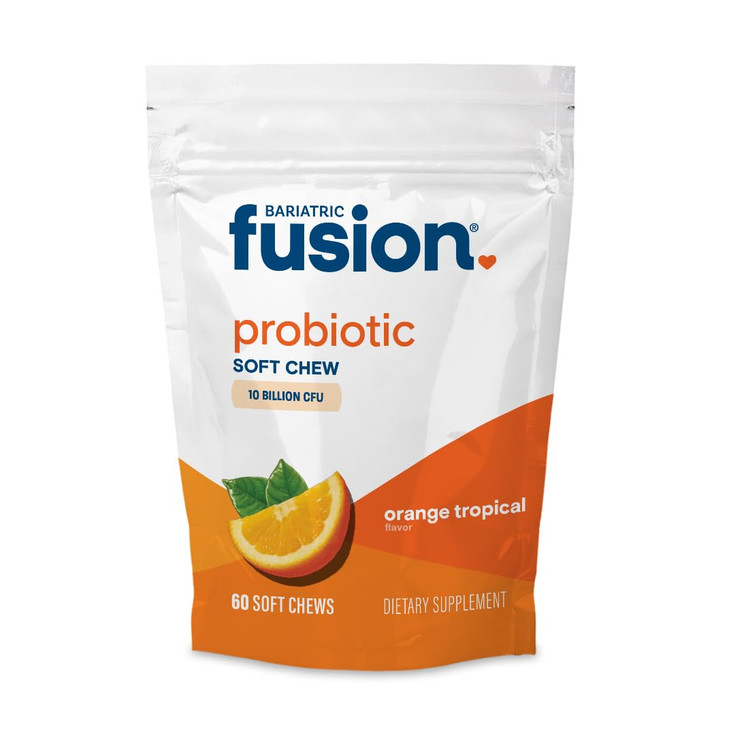 Bariatric Fusion Bariatric Probiotic Soft Chews | Orange Tropical Flavor Chewy Bariatric Vitamin | Bacillus Coagulans 10 Billion CFU Chewable Probiot