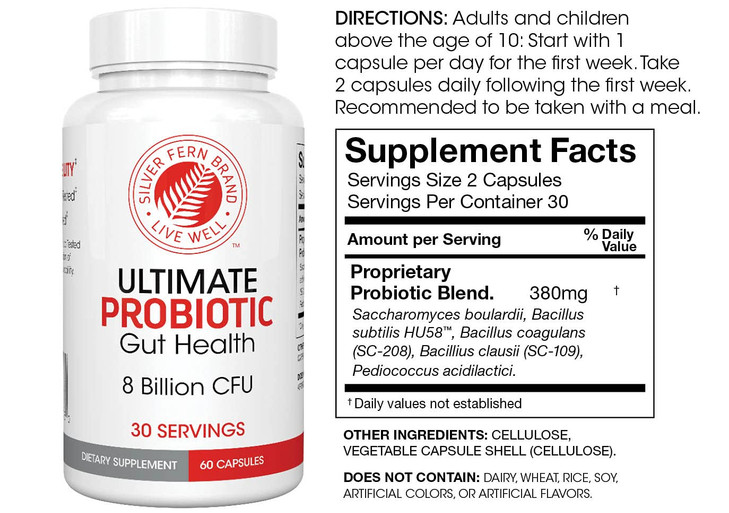 Silver Fern Gut Rehab Kit - 30 Day Supply - Cleanse Daily (1 Bottle = 120 Capsules) & Ultimate Probiotic (1 Bottle = 60 Capsules) - Immunoglobulins &