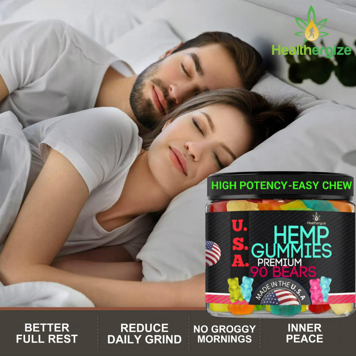 Hemp Gummies for Sleep Gummies Calm Bears, Discomfort, Skin-Peace and Relaxation, Fruity Flavors, Natural Hemp Oil Gummy Bears Edibles-Made in USA-90